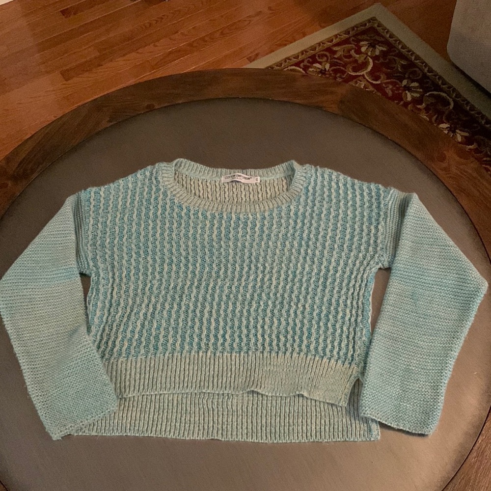 Cotton Emporium Blue and Gray Cropped Sweater